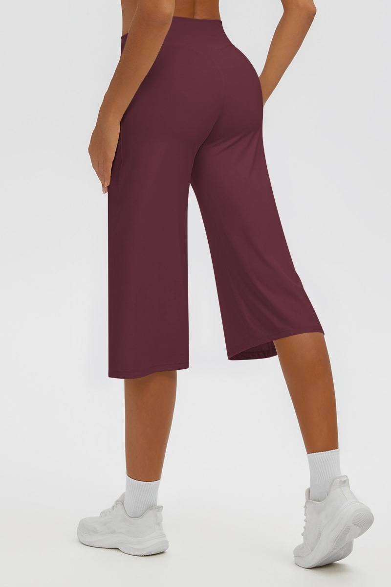 Women's Brushed Mid Waist Wide Leg Capri Yoga Pants