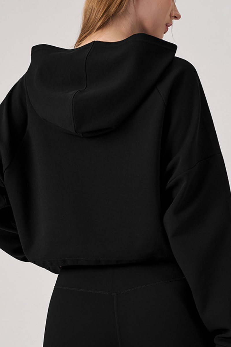 Women's Fall/Winter Drawstring Cropped Finger Cuffs Hoodie