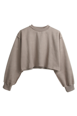 Women Cropped Exposed Seam Sweatshirt