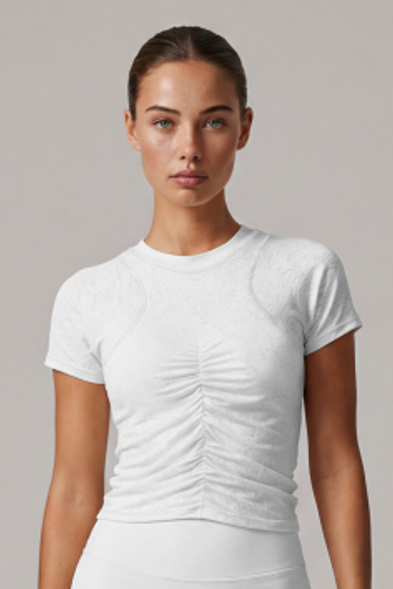 Women’s Summer Pleated Cropped Slim Fit Sport T-shirt