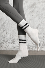 Women's Striped Crew Yoga Grip Five-Toe Socks