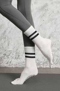 Women's Striped Crew Yoga Grip Five-Toe Socks
