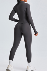 Women's Athletic Set:Stand Collar Jacket And Slim Leggings