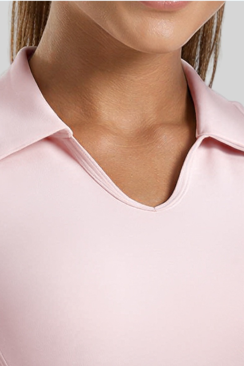 Women's Collared V‑Neck Slim Fit Short Sleeve Polo Top