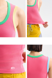 Women's Dopamine Color-Block Cropped Ribbed Tank Top