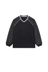 Men's Mesh V-Neck Raglan Color Block Long Sleeve Jersey