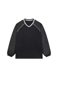 Men's Mesh V-Neck Raglan Color Block Long Sleeve Jersey