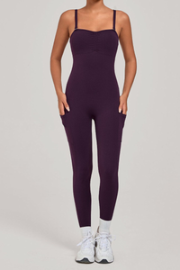 Women's Pleated Buttocks Lift Side Pocket Jumpsuits