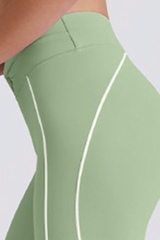 Women's Athletic Twist-Waist Contrast Stripes Leggings