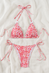 Women's Floral Print Tie Side Triangle Cup Bikini