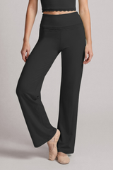 Women's Lace-Trim High-Waist Straight-Leg Yoga Pants