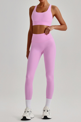 Women's Wide Strap Sports Bra & No Front Seam Leggings Set