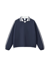 Unisex Preppy Fall 100% Cotton Side Striped Trim Sweatshirt