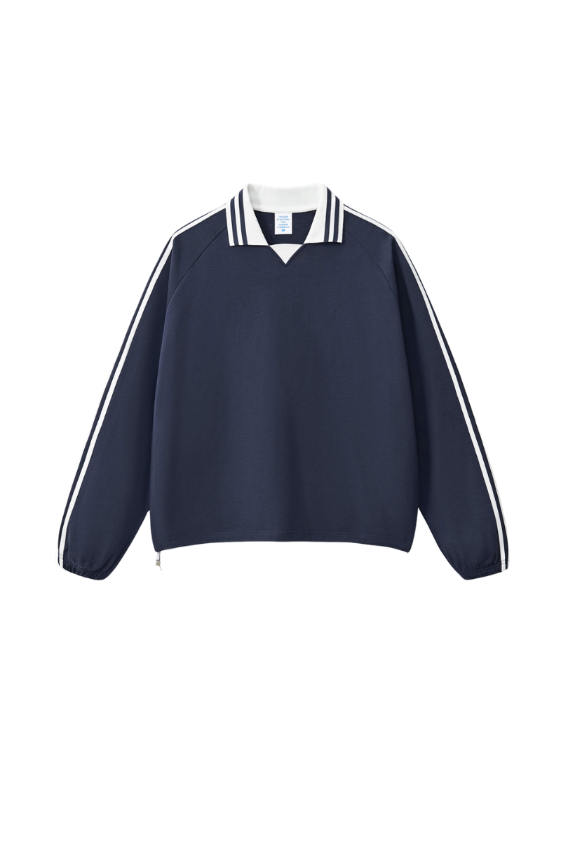 Unisex Preppy Fall 100% Cotton Side Striped Trim Sweatshirt