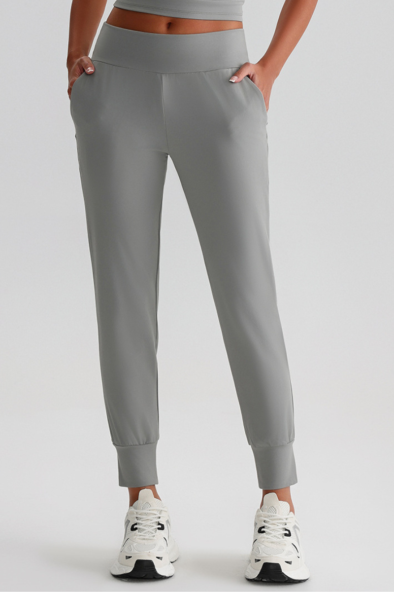 Leisure-style elastic-waist athletic pants