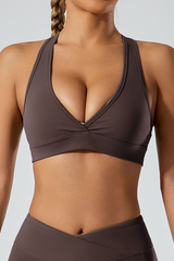 Women's deep V-neck triangle cup sports bra