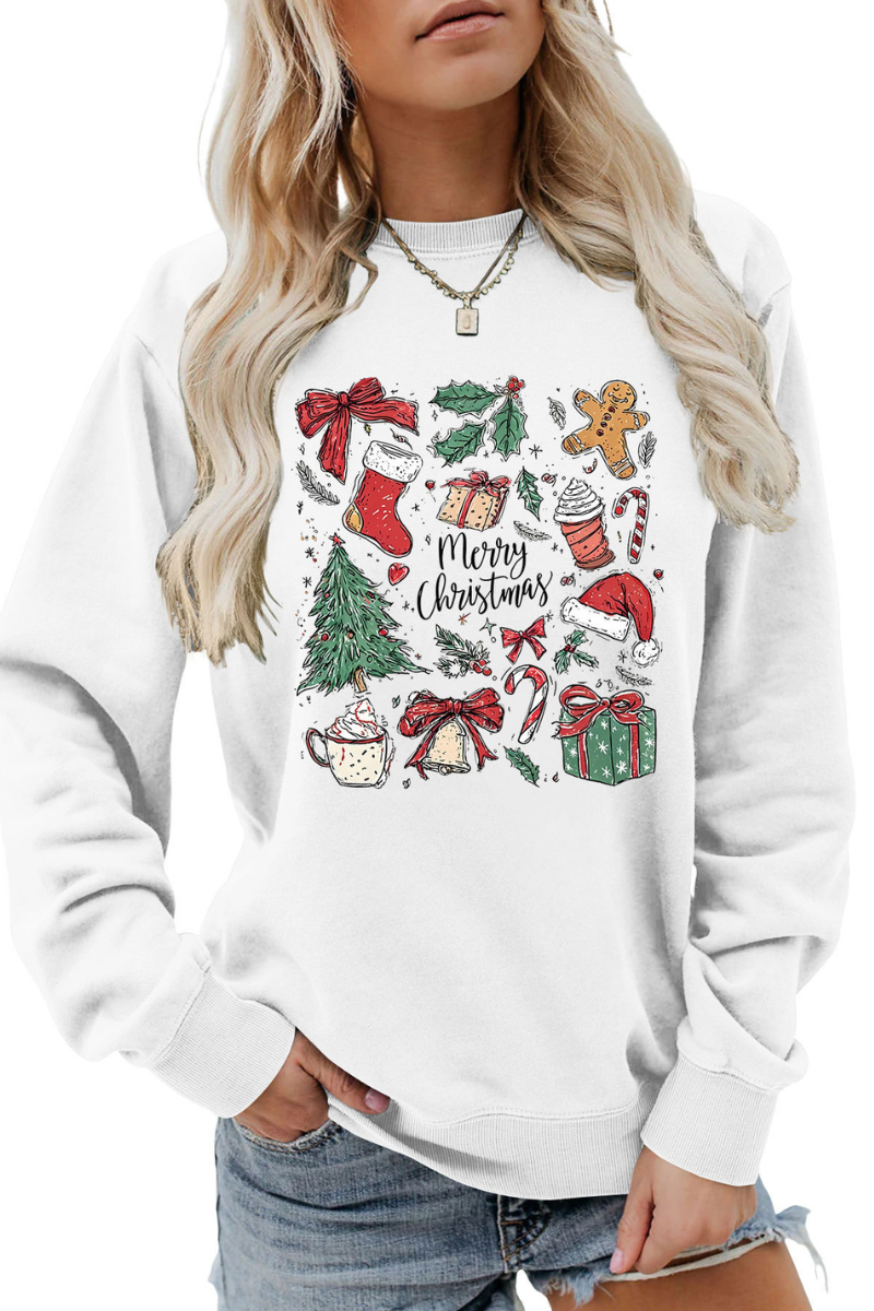 Women's Fall Merry Christmas Graphic Pullover