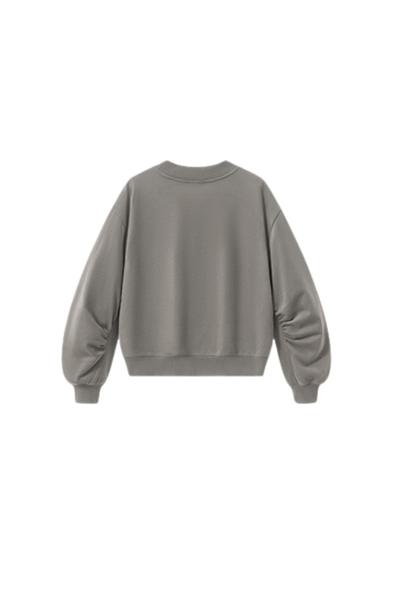 Women's Fall Boxy V Neck Drop Shoulder Rib Cuffs Sweatshirt