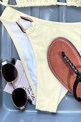 Women's Solid Pleated Backless Sexy Bikini