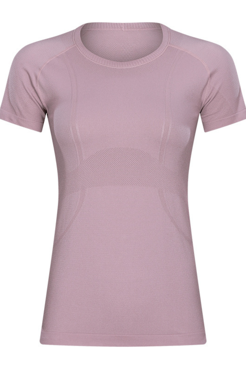 Women Seamless Round Neck Short Sleeve Sport T-Shirt