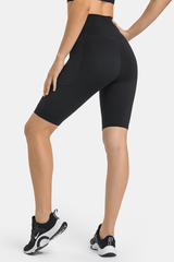 Women's V-Waist High-Waisted Biker Yoga Shorts with Pockets