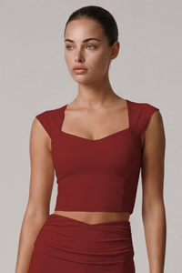 Women's Square Neck Padded Sports Cropped Top