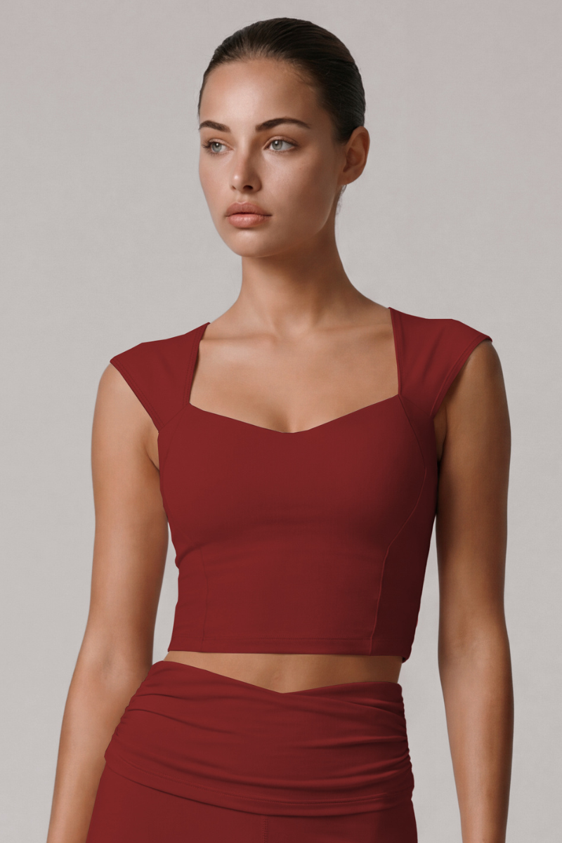 Women's Square Neck Padded Sports Cropped Top