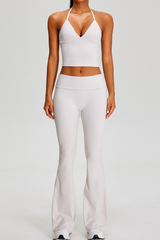 Women's Sets:Halter Tank Top And Pleated Flare Pants