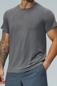 Men Raglan Crew Neck Sports Short Sleeve T Shirt