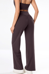 Women's Brushed Yoga Set:V-Neck Tank Top & Wide-Leg Pants