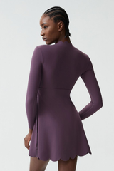 Women's Long Sleeve Wave-Detail Yoga Dress