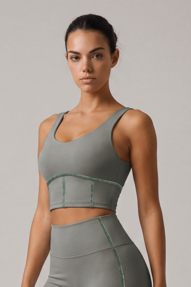 Women's Wide Strap U-Back Sport Bra with Soft Boning Support
