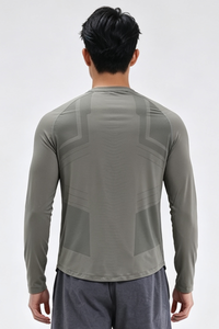 Men's Quick Dry Back Print Athletic Long Sleeve T-shirt