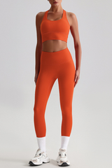 Women's Bare Feel  Cross Back Bra & High Waist Leggings Set