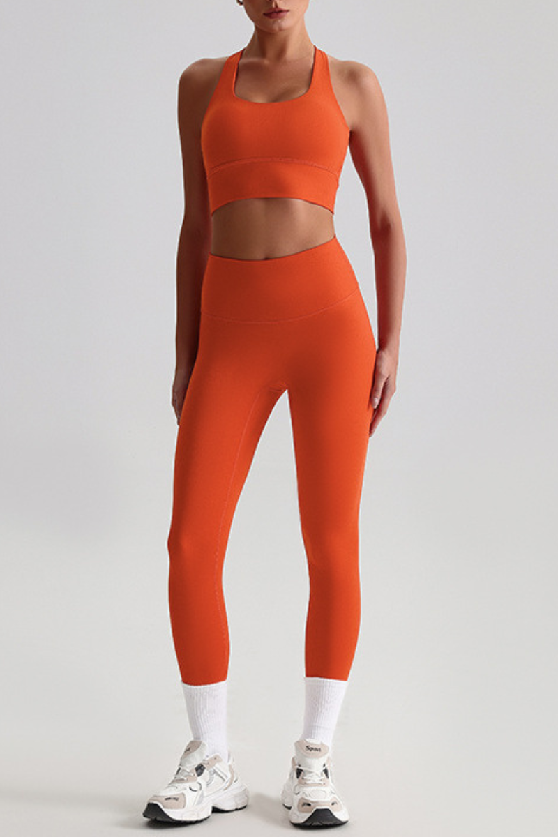Women's Bare Feel  Cross Back Bra & High Waist Leggings Set