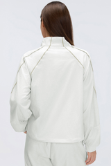 Women's Stand Collar Lightweight Drawstring Hem Sports Jacket
