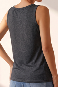 Women's Front Pocket Crew Neck Casual Tank Top