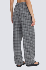 Women's Summer Breathable Plaid  Drawstring Leisure Pants