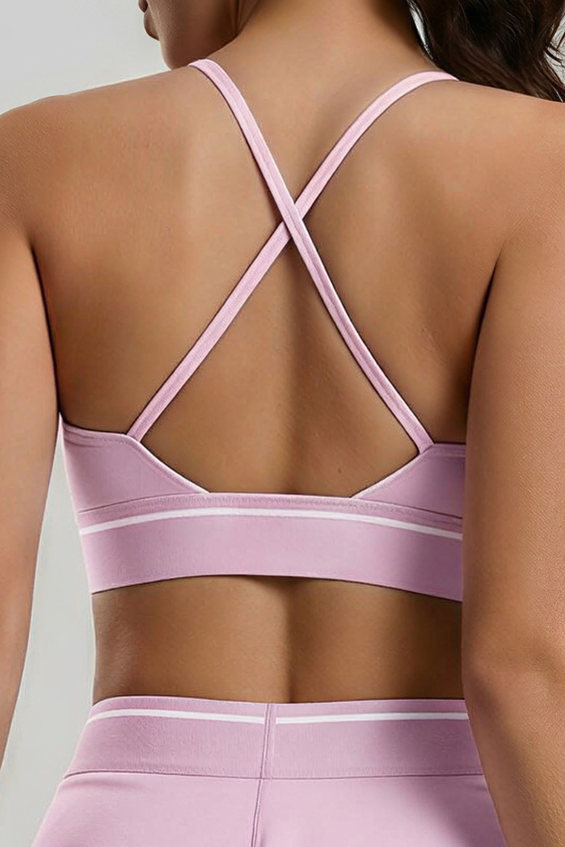 Women's Deep‑V Halter Crisscross Back Sports Yoga Bra