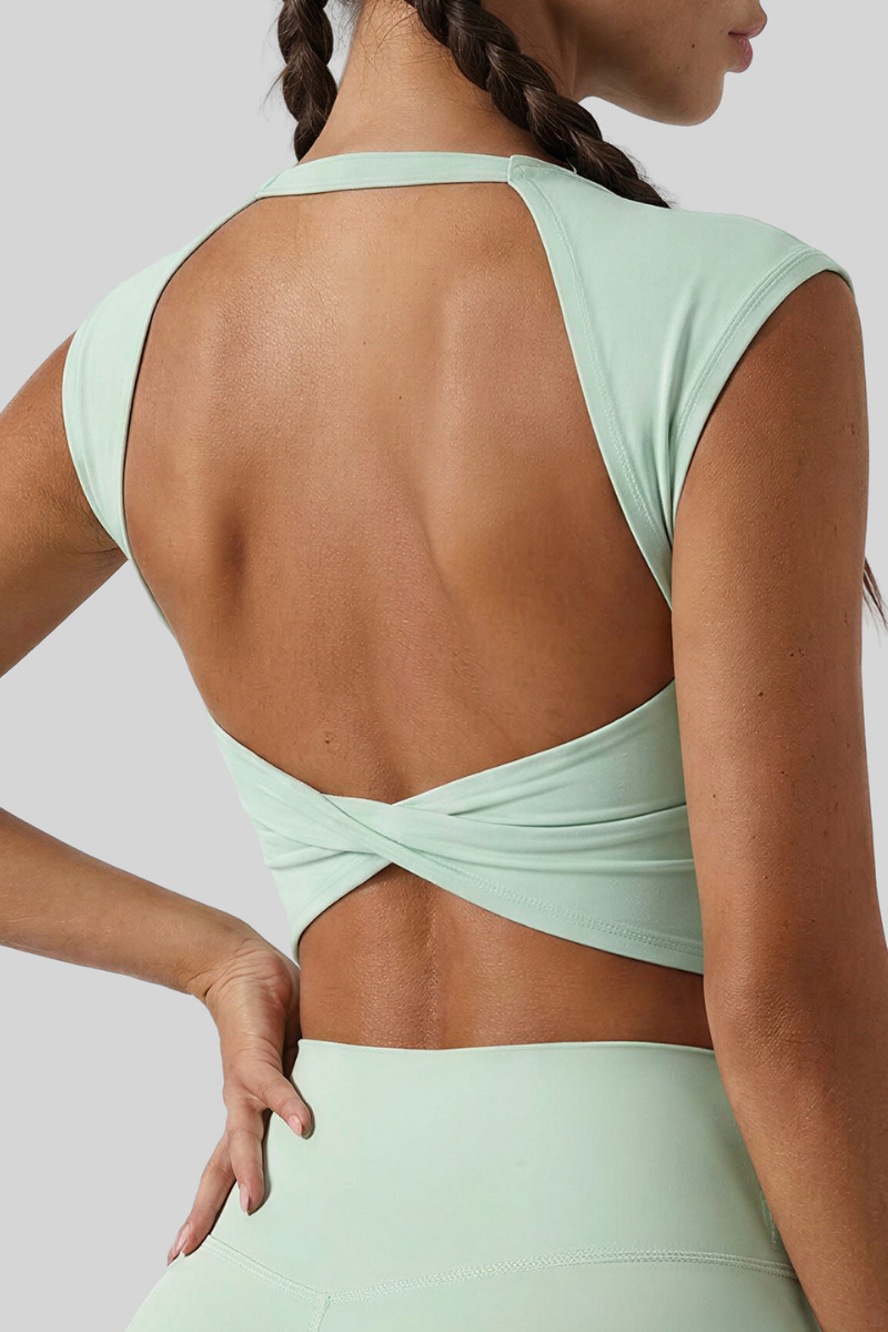 Women's Twist Cut‑Out Back Sleeveless Padded Sports Tank Top