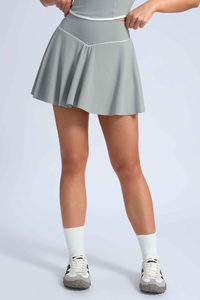 Women's V High Waist Naked Feel Pleated Sports Mini Skirt