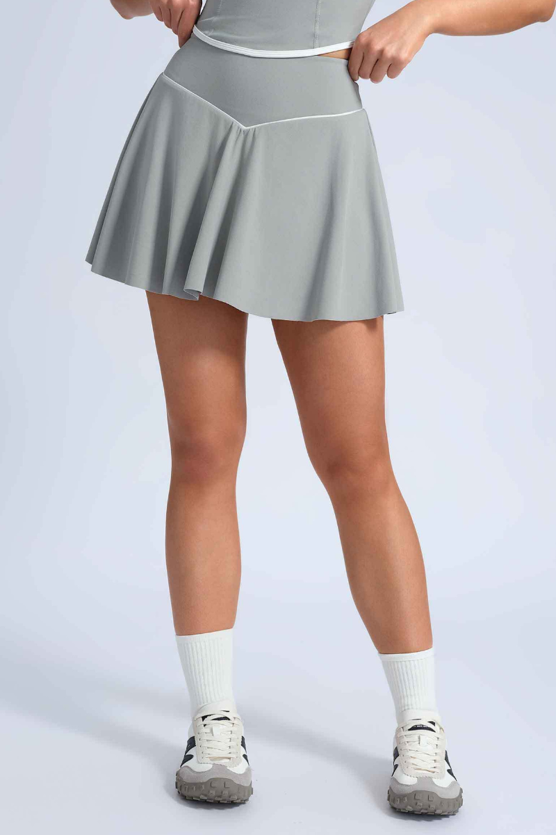 Women's V High Waist Naked Feel Pleated Sports Mini Skirt