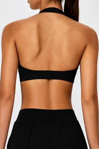 Women's Halter V-Neck Padded Backless Sports Yoga Bra