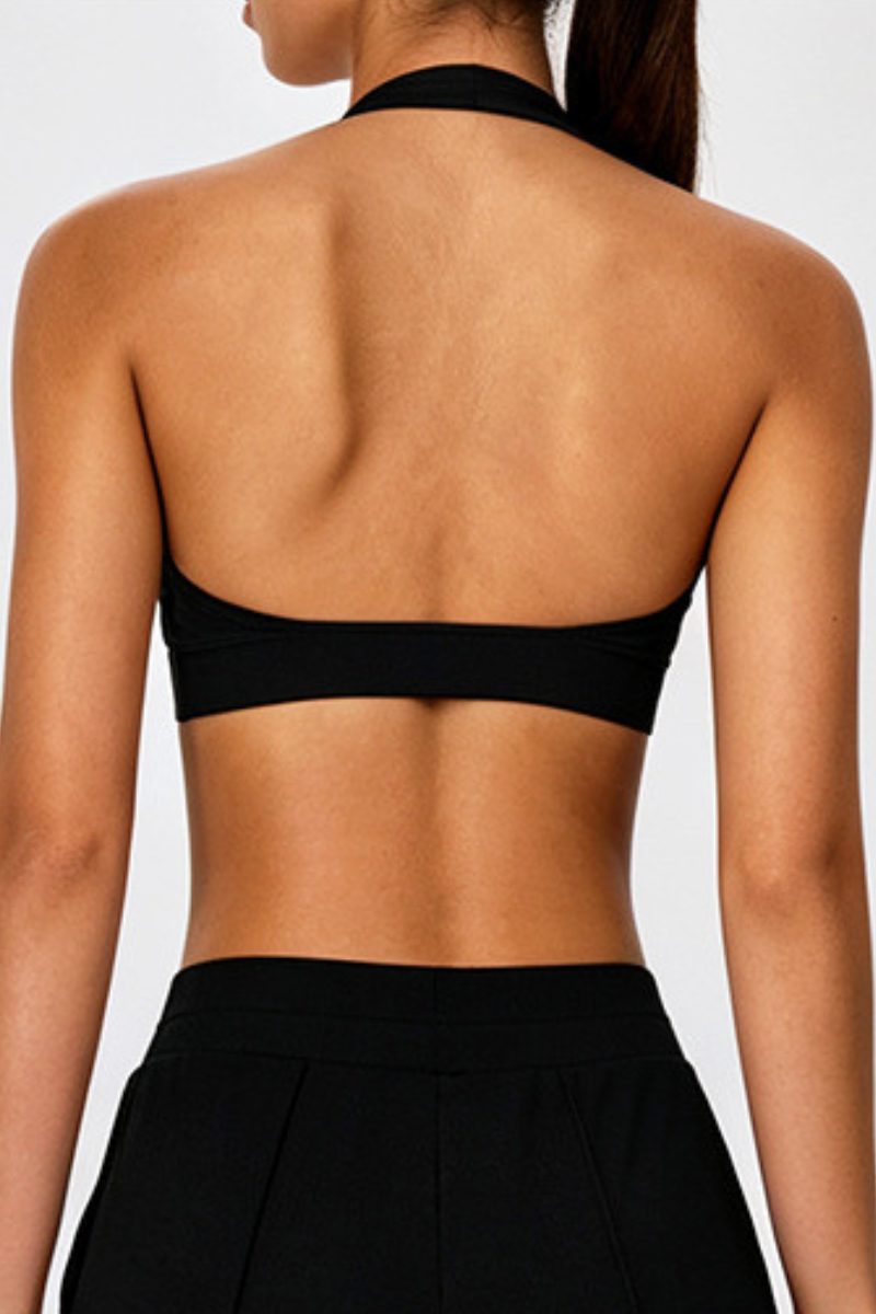 Women's Halter V-Neck Padded Backless Sports Yoga Bra