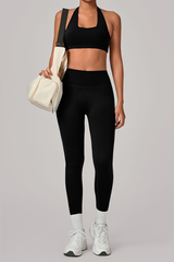 Women's Set:U-neck Halterneck Bra And High-Waist Leggings