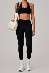 Women's Set:U-neck Halterneck Bra And High-Waist Leggings