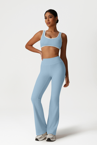 Women High-Waisted Bootcut Butt-Lifting Yoga Set: Sports Bra + Flared Pants