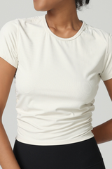 Women's Summer Side Pleated Fitted Sports T-shirt