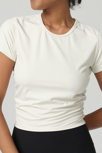 Women's Summer Side Pleated Fitted Sports T-shirt