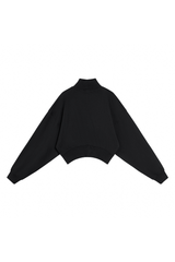 Women's Fall Boutique Style Balloon Sleeves Cropped Mock Neck Sweatshirt